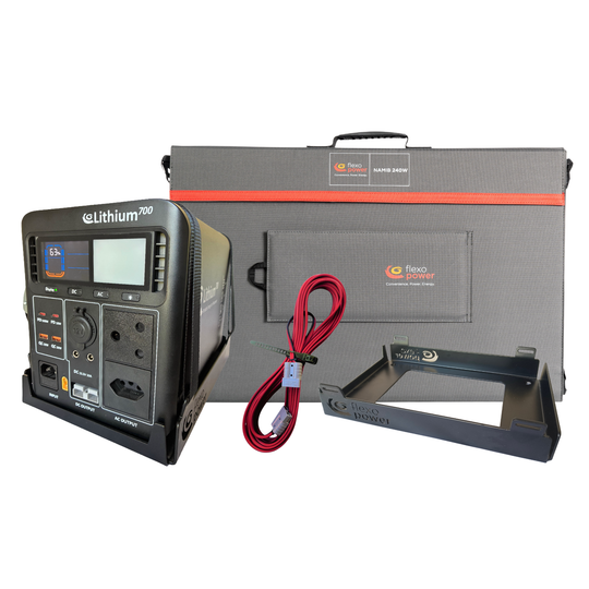 FLEXOPOWER LITHIUM700-SB50 POWER STATION & NAMIB240W SOLAR COMBO