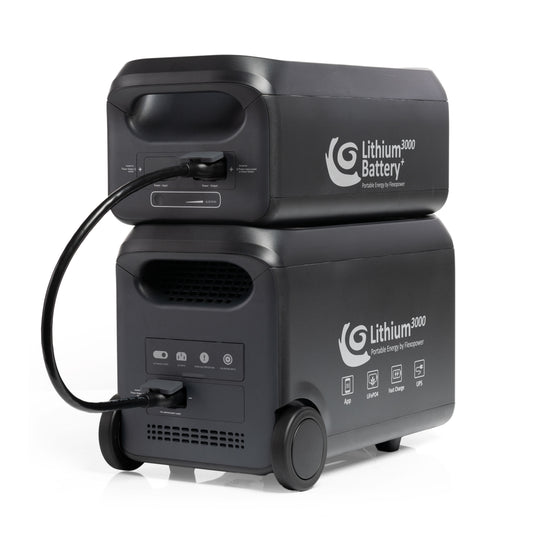 COMBO LITHIUM3000 POWER STATION WITH EXTRA BATTERY (5120WH/400Ah), KALAHARI800W PORTABLE SOLAR(2x400W), 20M EXTENSION CABLE - PLUG AND PLAY