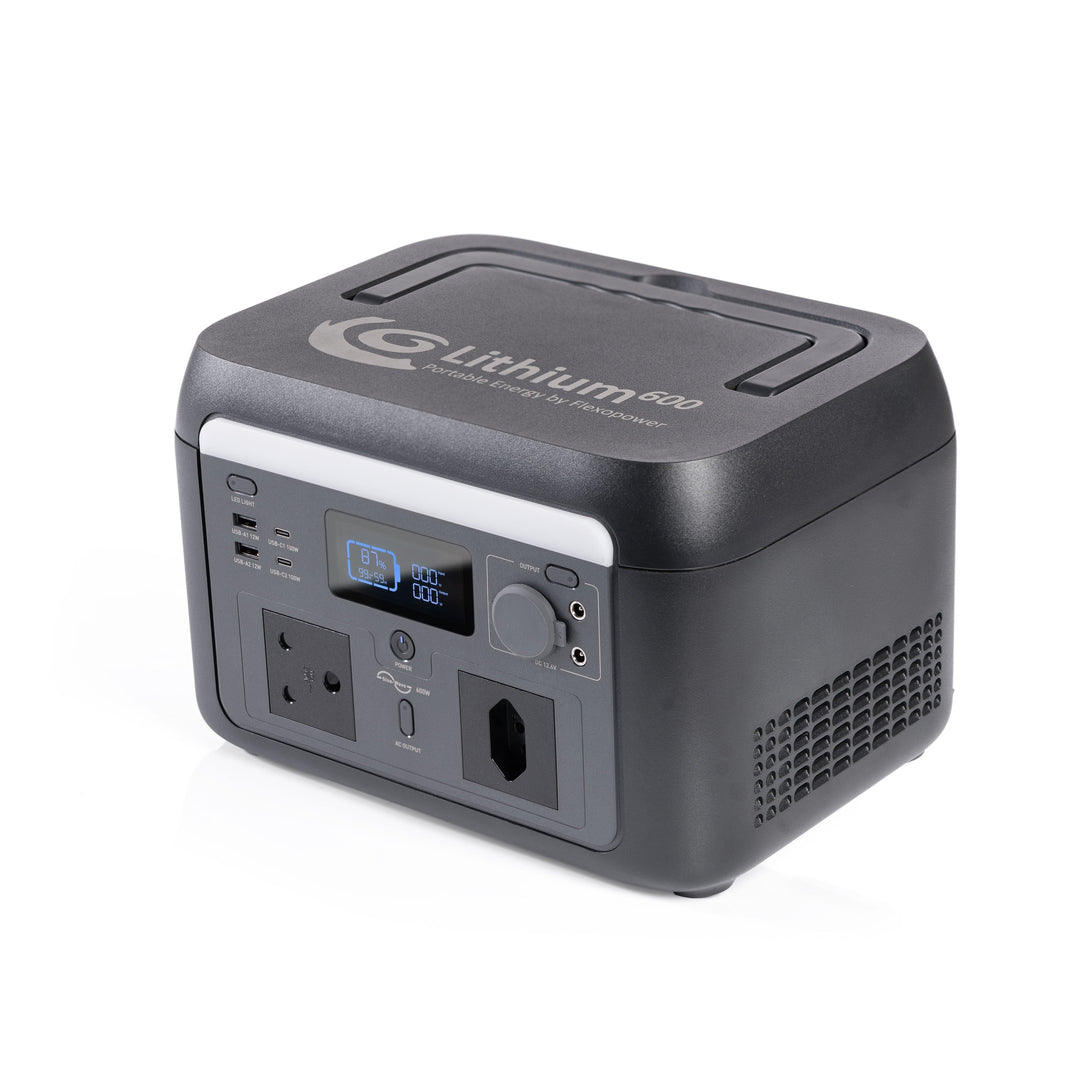 COMBO LITHIUM600 POWER STATION, NAMIB150W PORTABLE SOLAR, 10M EXTENSION CABLE - PLUG AND PLAY