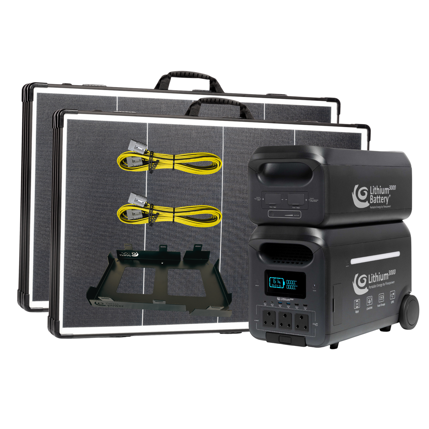 Lithium3000+Exp.Battery+2×Kalahari400W+2×20 m FlexoLink 6mm²+ Bracket | Expedition Pro System