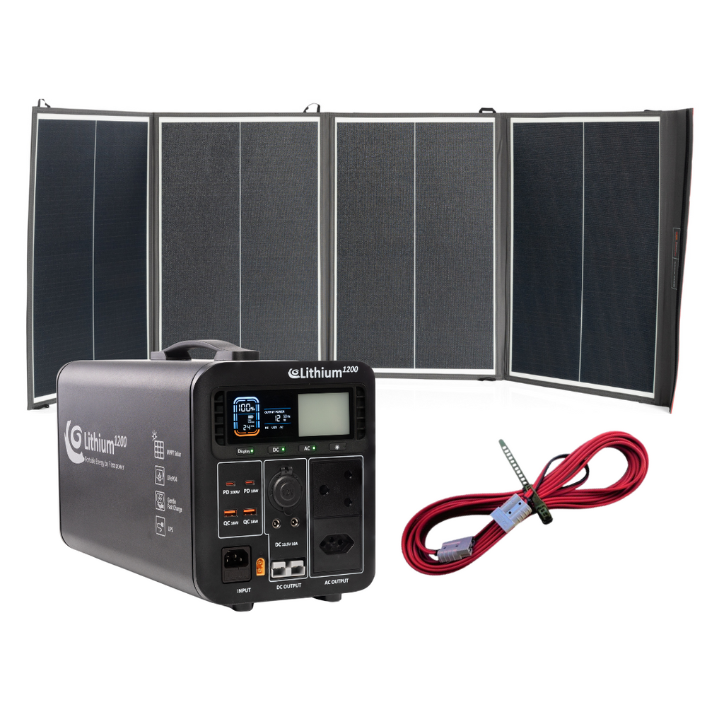 FLEXOPOWER LITHIUM1200-SB50 POWER STATION & NAMIB240W PORTABLE SOLAR COMBO