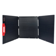 Foldable solar panel with a red handle on a white background FlexoSun165W
