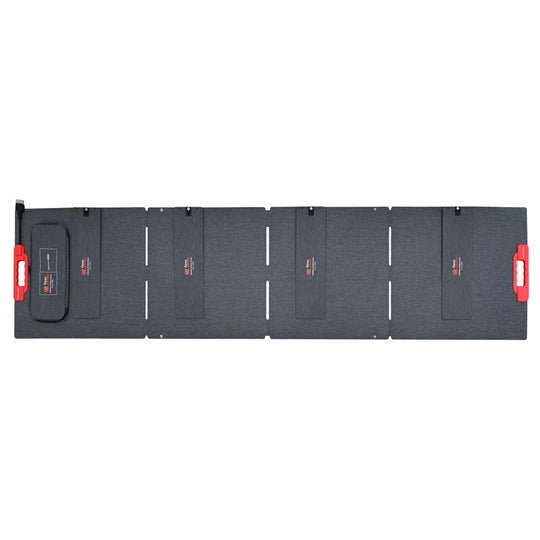 Stack of black panels with red labels on a white background