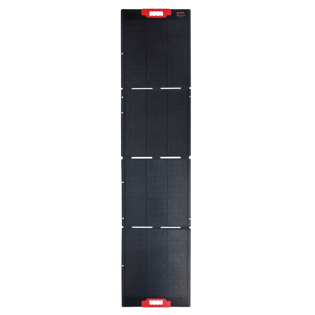 Solar panel with a red logo on a white background